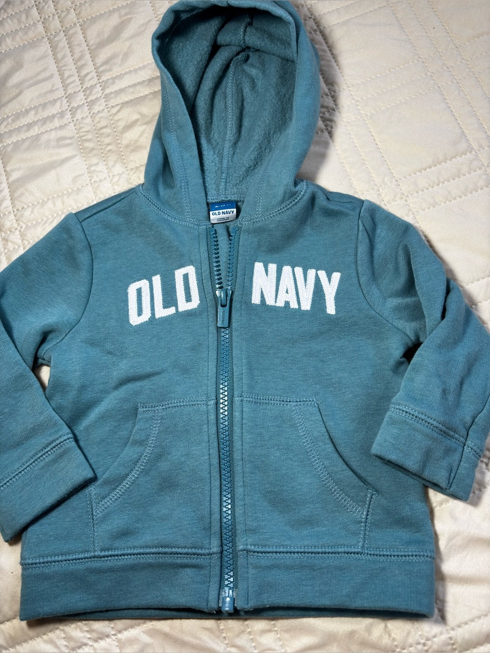 Old Navy 6-12M Teal Zip-Up Hooded Jacket